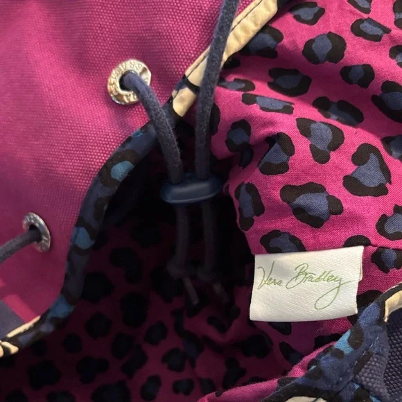 Vibrant Vera Bradley Pink and Navy Blue Backpack - Picture 9 of 10